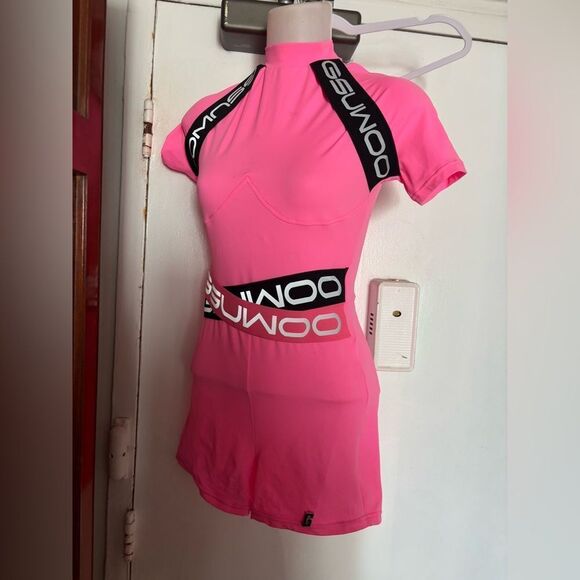 Gsuwoo romper big logo jumpsuit shorts catsuit bandage onepiece short sleeve - Picture 1 of 10